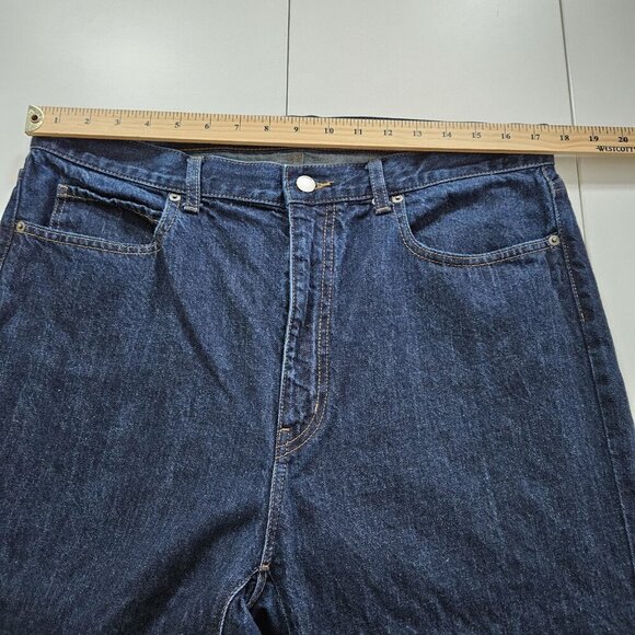 Uniqlo Jean Women 32 Indigo Relaxed Tapered High Rise Cropped Fabric By Kaihara - Picture 4 of 16